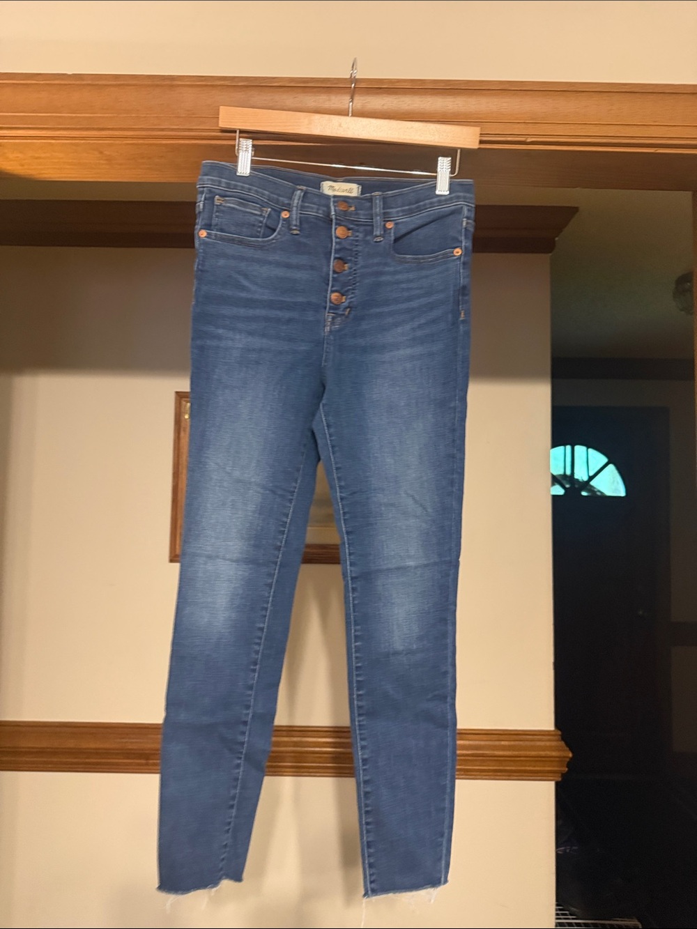 Madewell High-Rise Button-Fly Straight-Leg Jeans in Blue